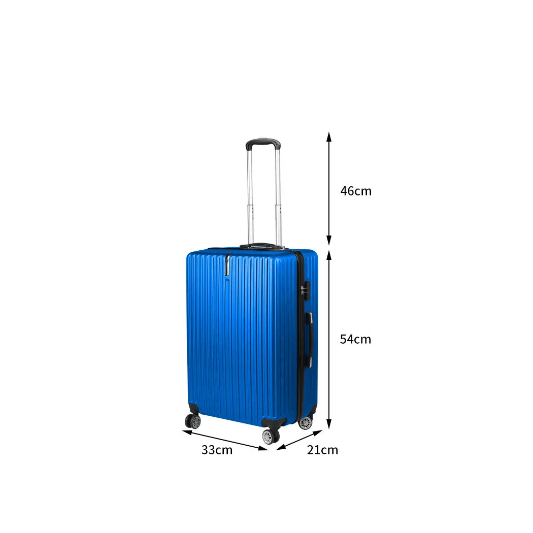 20" Luggage Suitcase Code Lock Hard Shell Travel Carry Bag Trolley - Blue