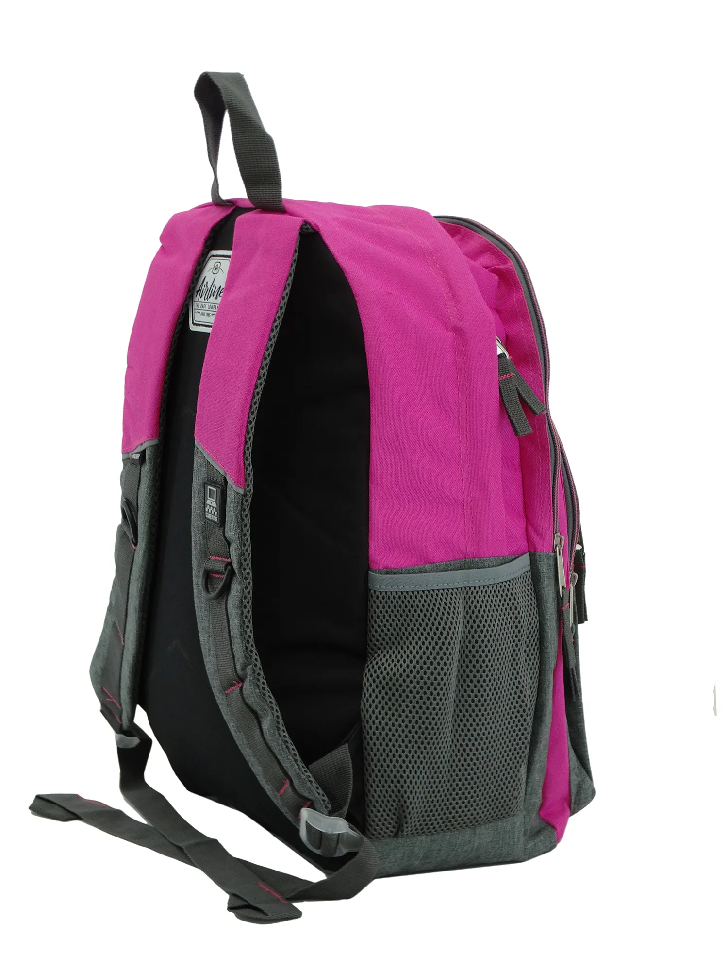 667965, Airliner, Backpack w/Laptop Sleeve - Pink/Grey