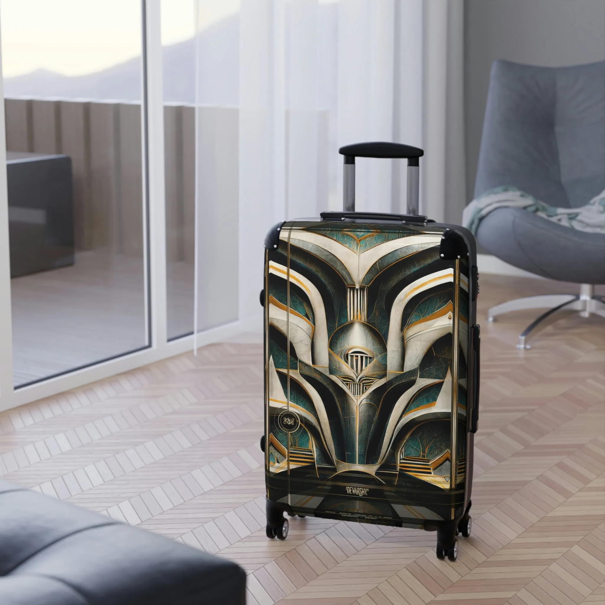 ART DECO Suitcase 3 Sizes Carry-on Suitcase Metropolis Travel Luggage Hard Shell Suitcase with Wheels| D20128