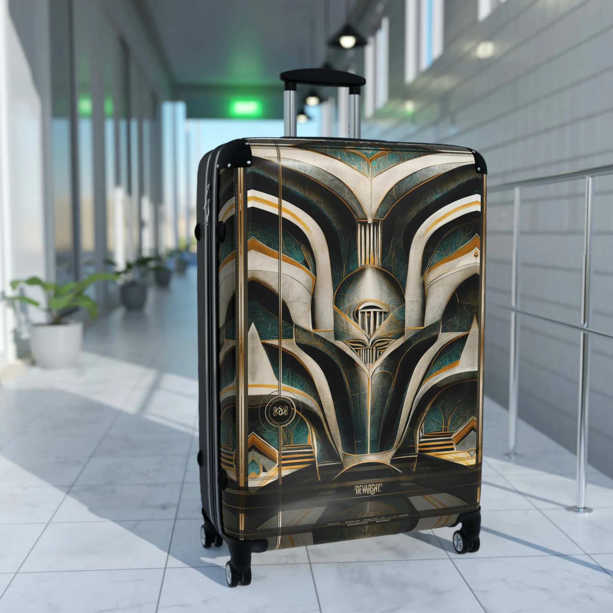 ART DECO Suitcase 3 Sizes Carry-on Suitcase Metropolis Travel Luggage Hard Shell Suitcase with Wheels| D20128