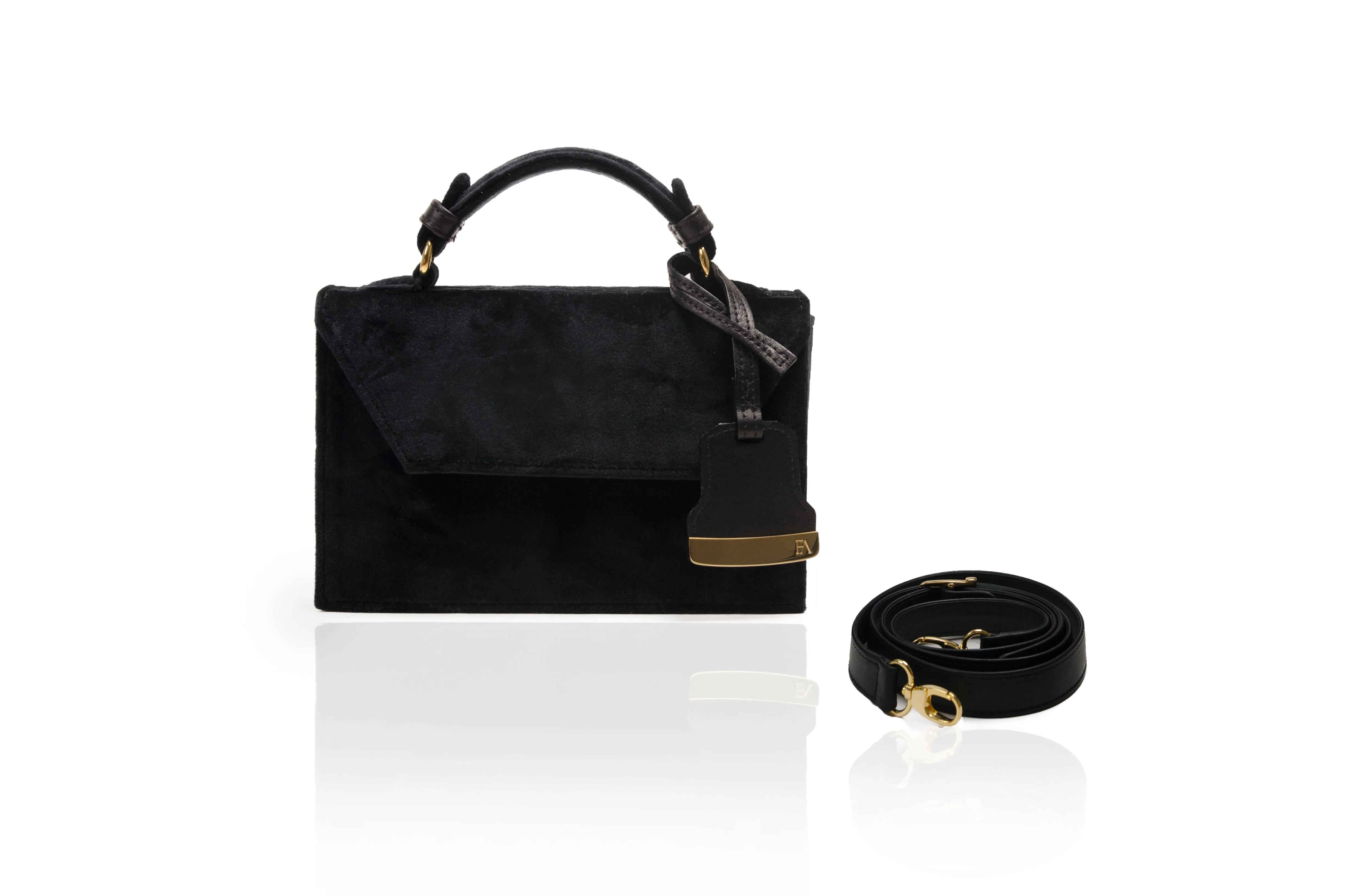 Black Velvet Mini Cynthia Top Handle