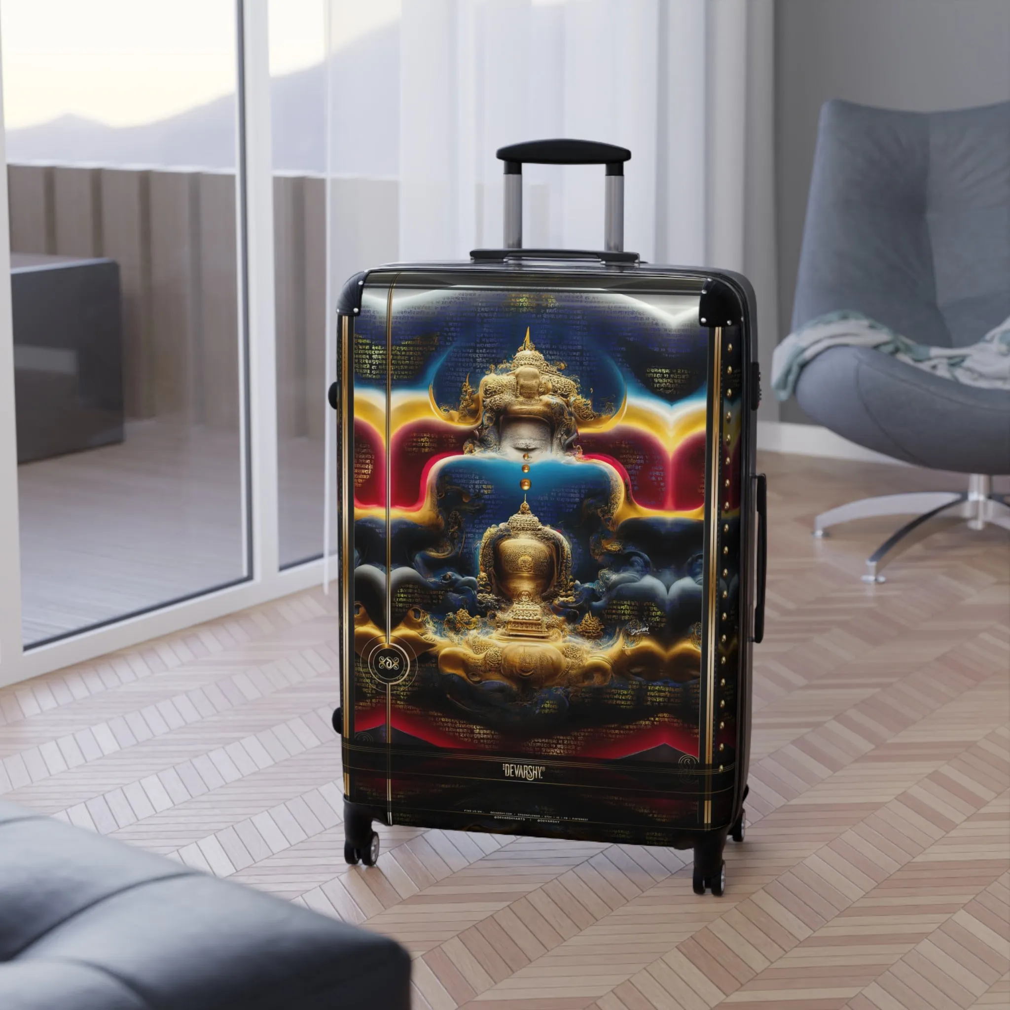 Bliss Buddha Suitcase Carry-on Suitcase Spiritual Art Luggage Luxury Hard Shell Suitcase in 3 Sizes | D20188