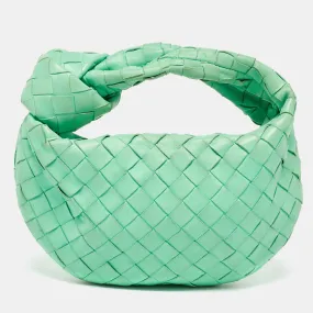 Bottega Veneta Light Green Leather Mini Jodie Hobo