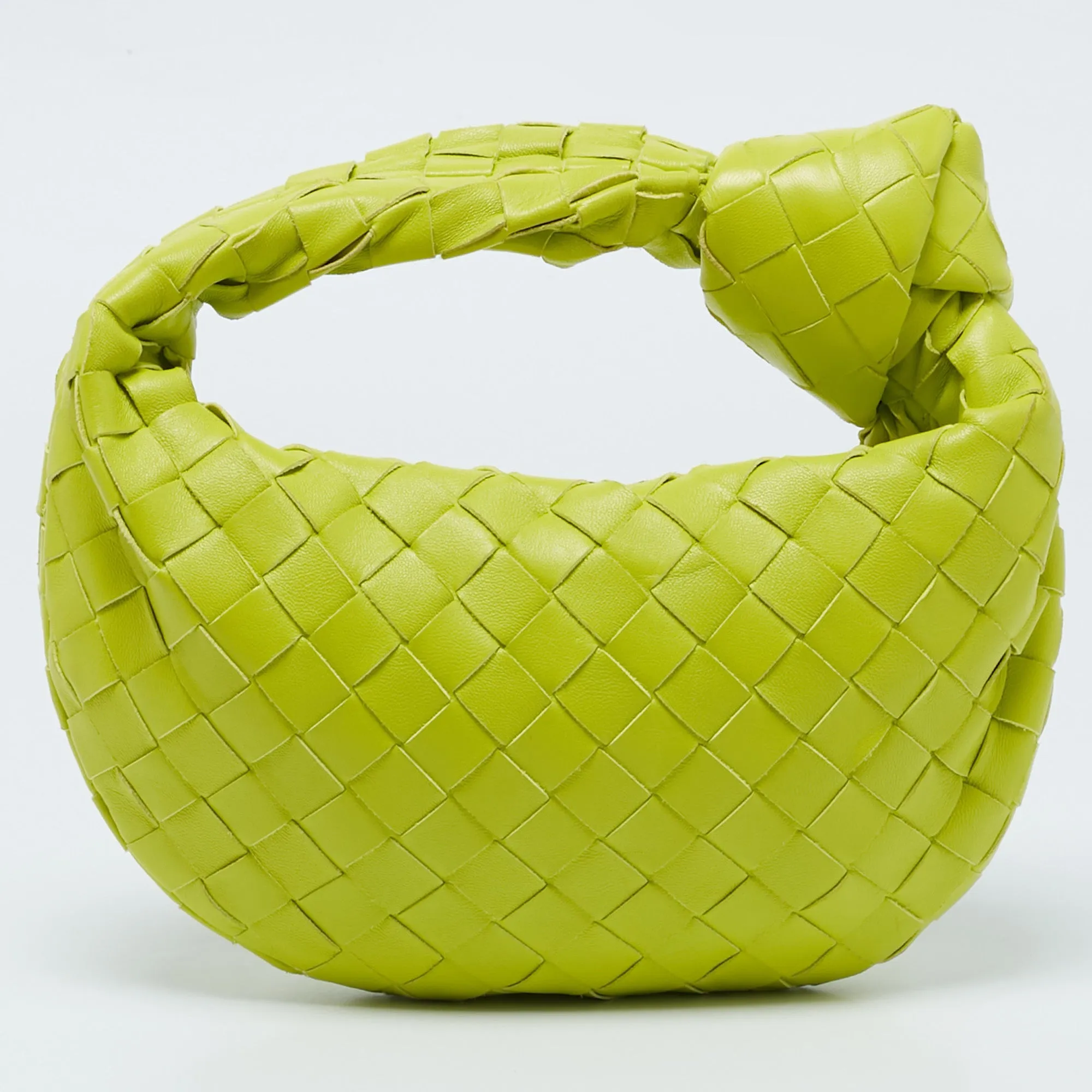 Bottega Veneta Lime Green Intrecciato Leather Mini Jodie Hobo