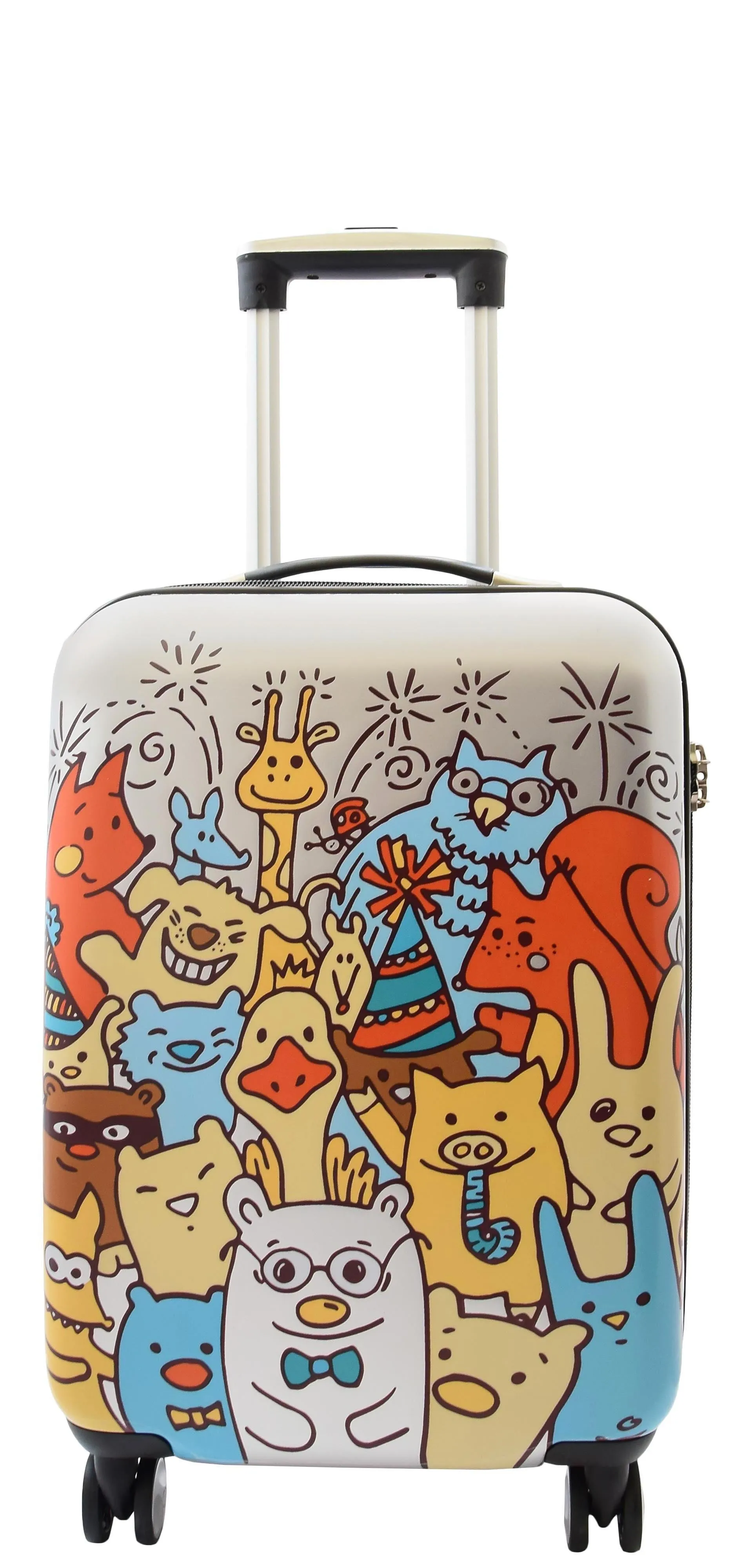 Cabin Size 4 Wheel Luggage Hard Shell Expandable Suitcase Travel Bag Cartoon Print