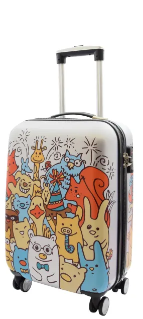 Cabin Size 4 Wheel Luggage Hard Shell Expandable Suitcase Travel Bag Cartoon Print