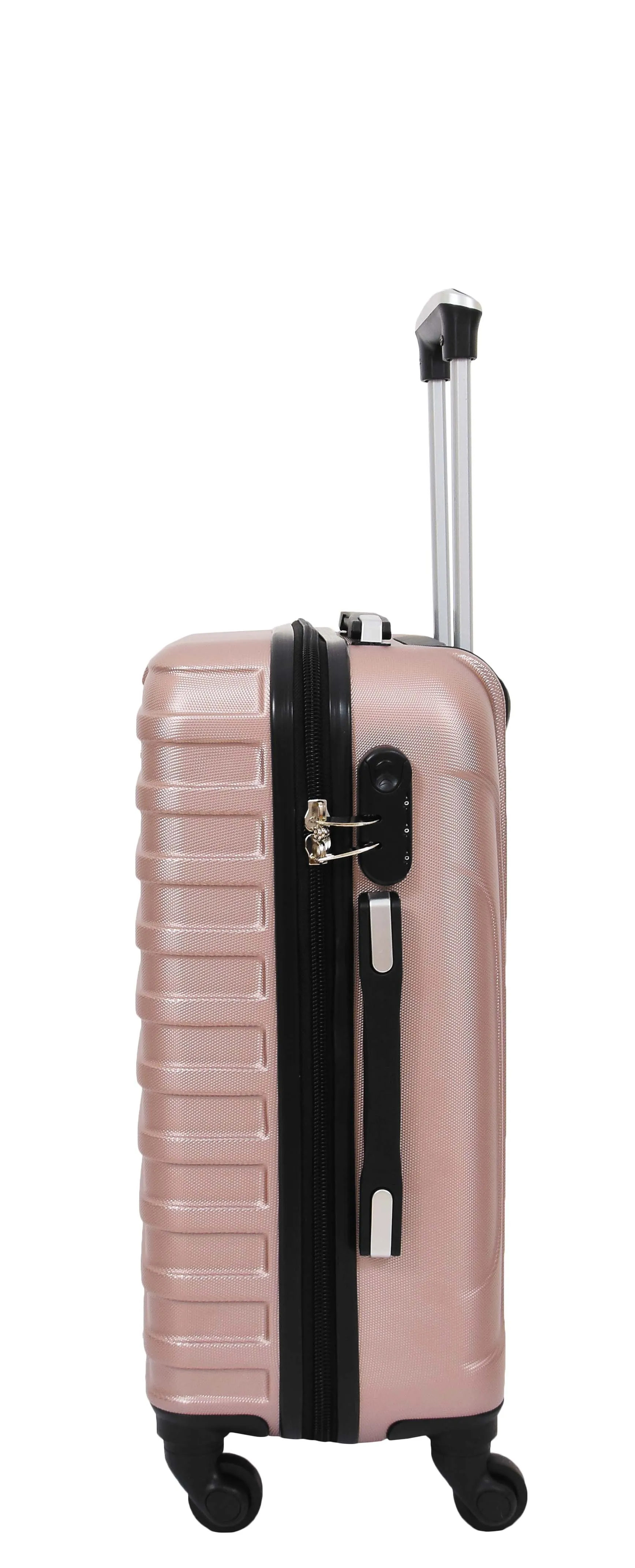 Cabin Size 4 Wheel Suitcase ABS Lightweight Luggage Travel Bag Stargate Rose Gold