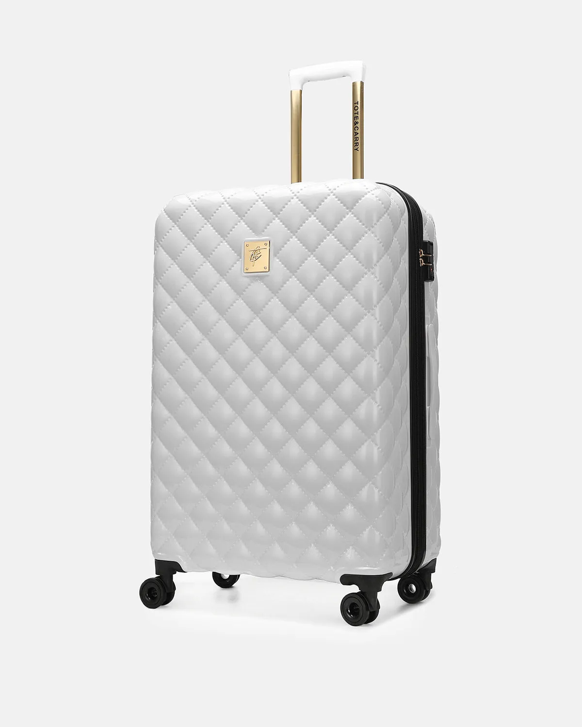 Diamond 3 Piece Luggage Set in White