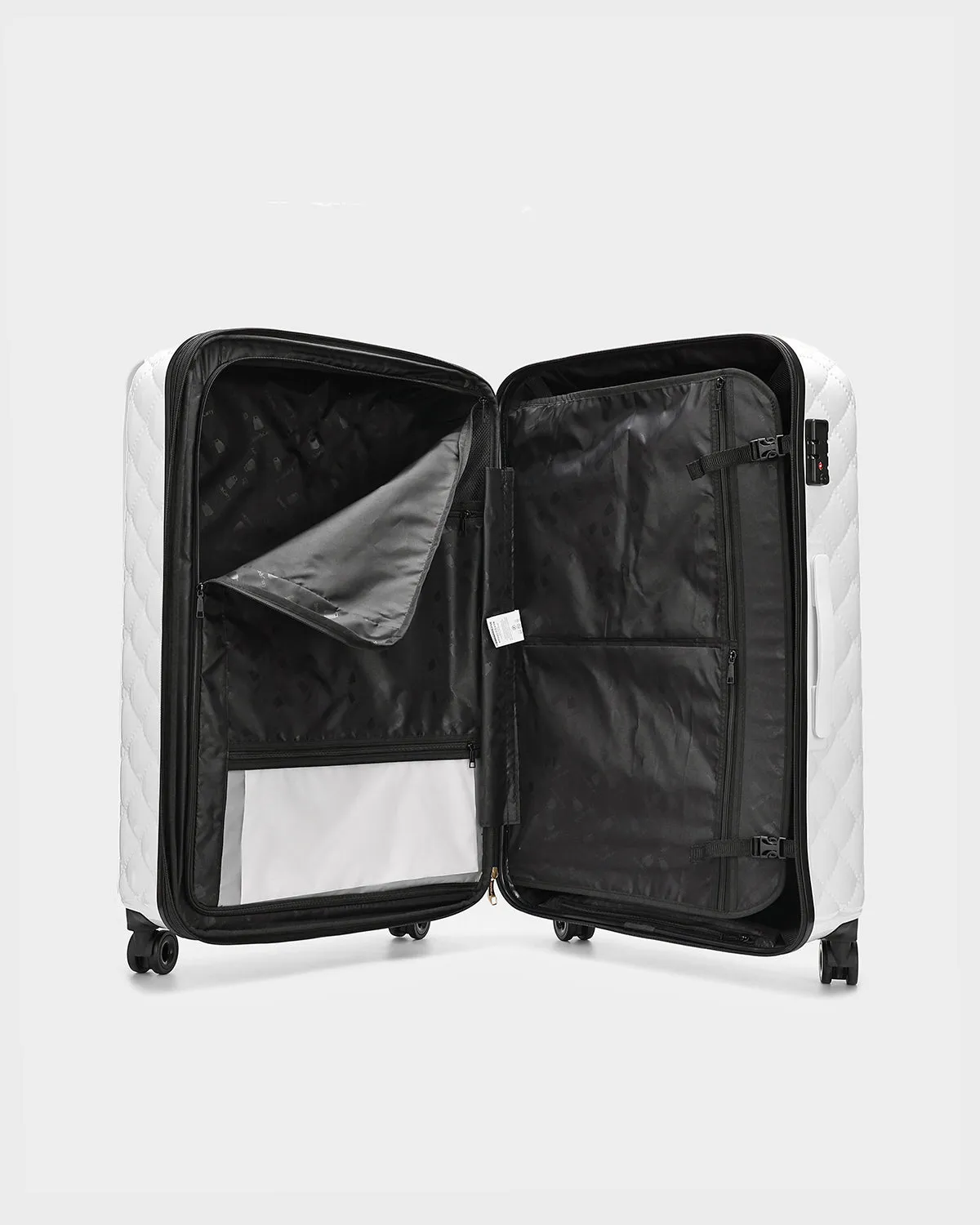 Diamond 3 Piece Luggage Set in White