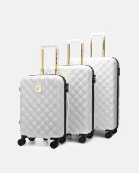 Diamond 3 Piece Luggage Set in White