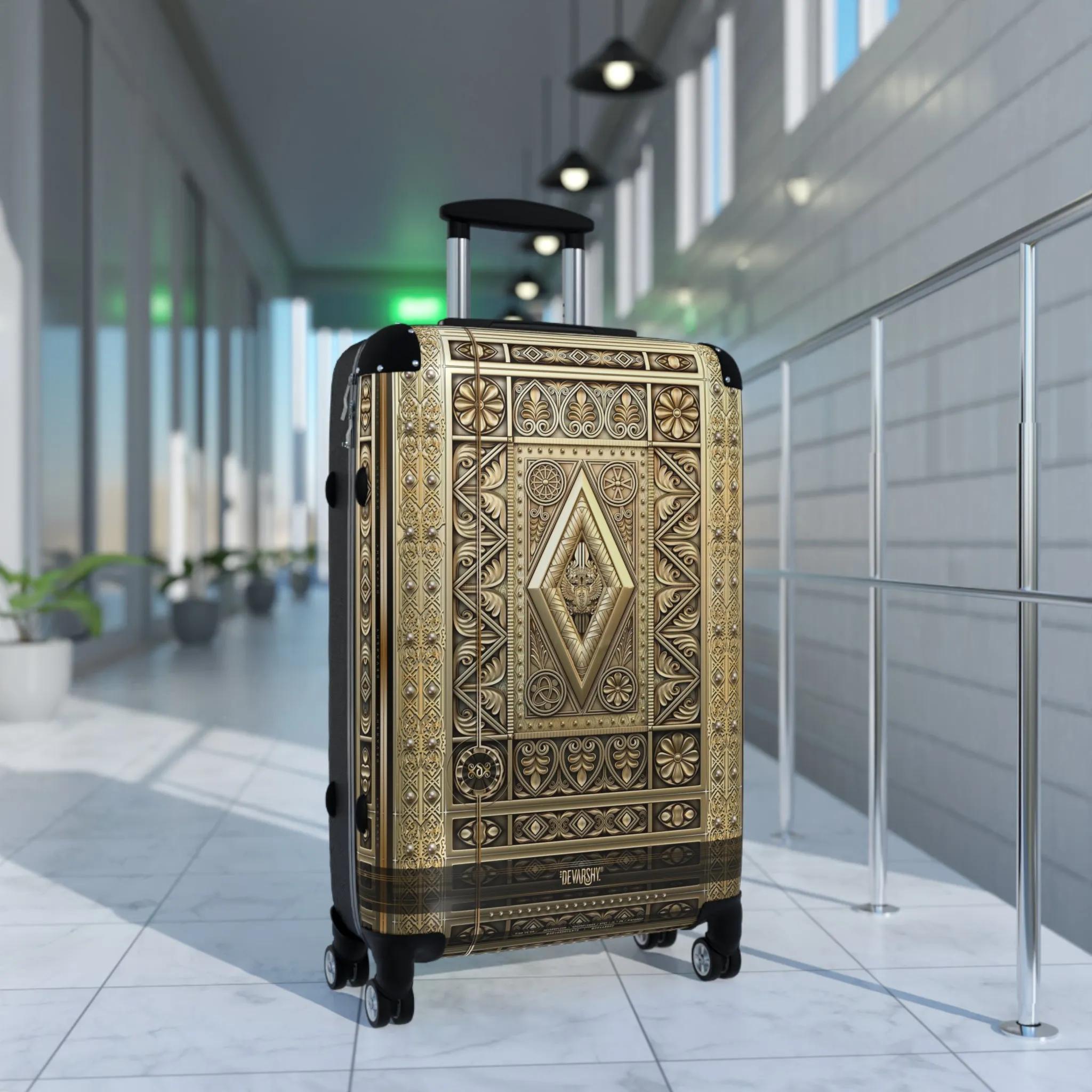 Diamond Destiny Suitcase Golden Luggage Carry-on Suitcase Luxury Hard Shell Travel Suitcase in 3 Sizes | D20158