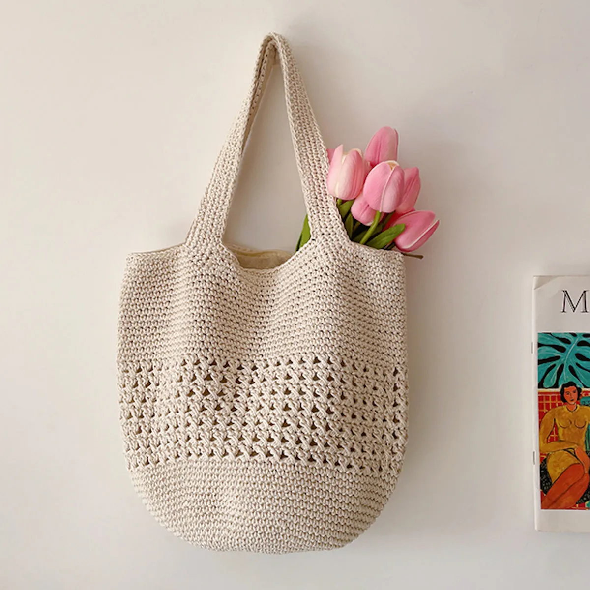 Elena Handbags Crochet Cotton Bucket Bag