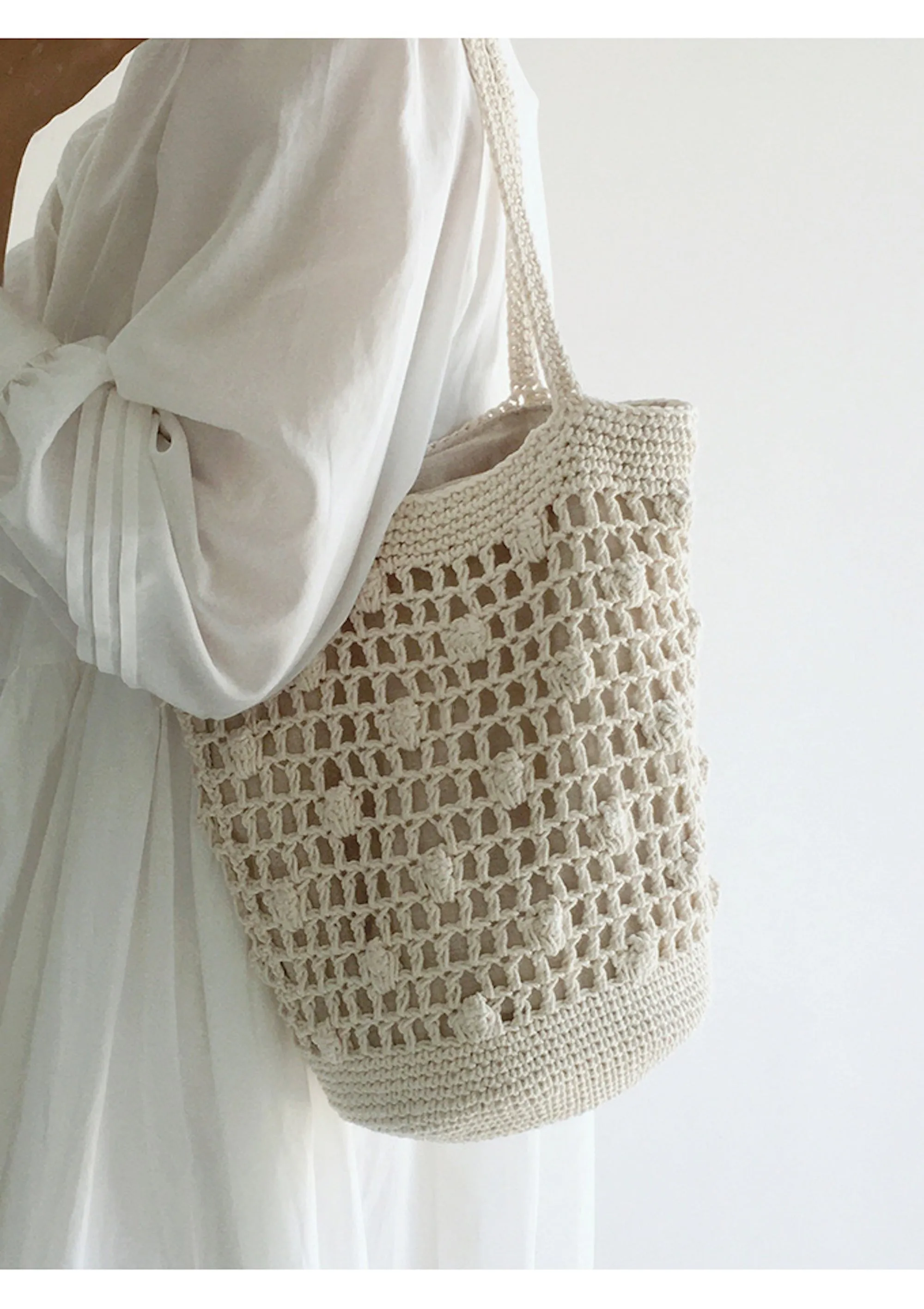 Elena Handbags Crochet Cotton Bucket Shoulder Bag