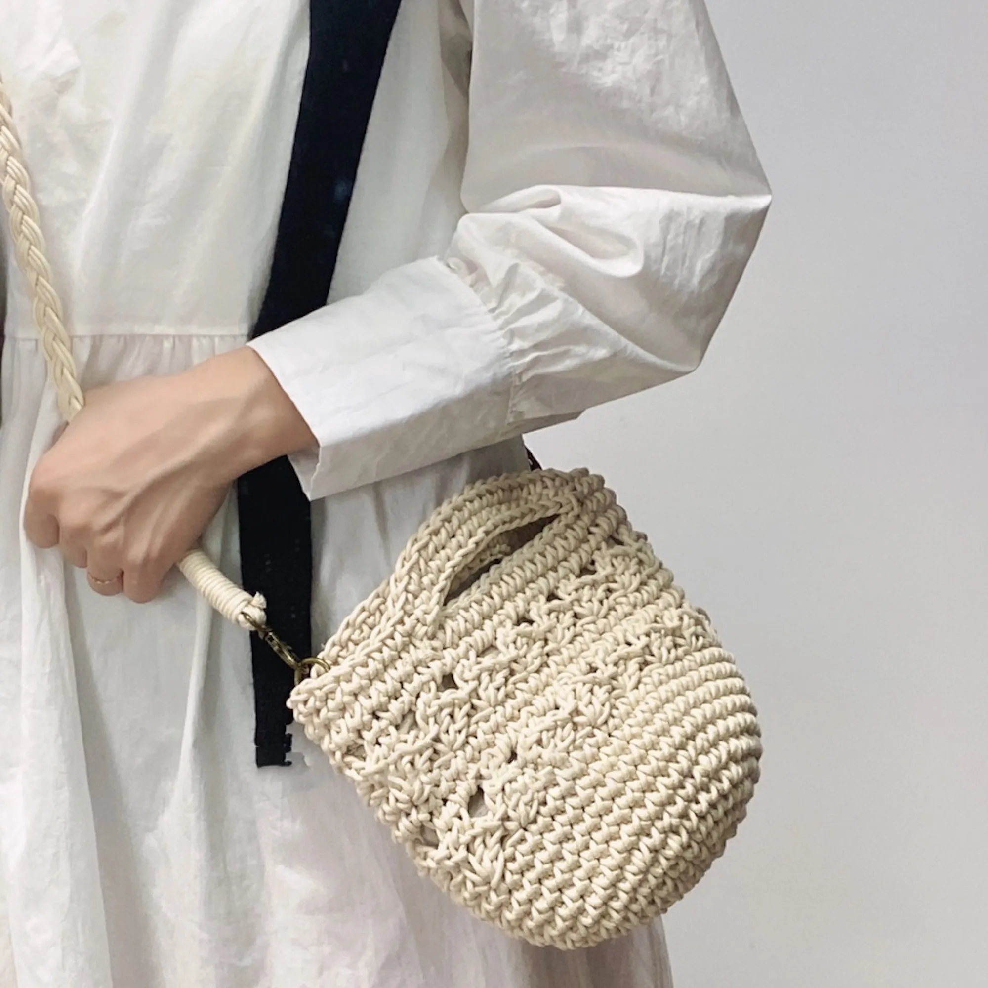 Elena Handbags Retro Crochet Crossbody Bucket Bag