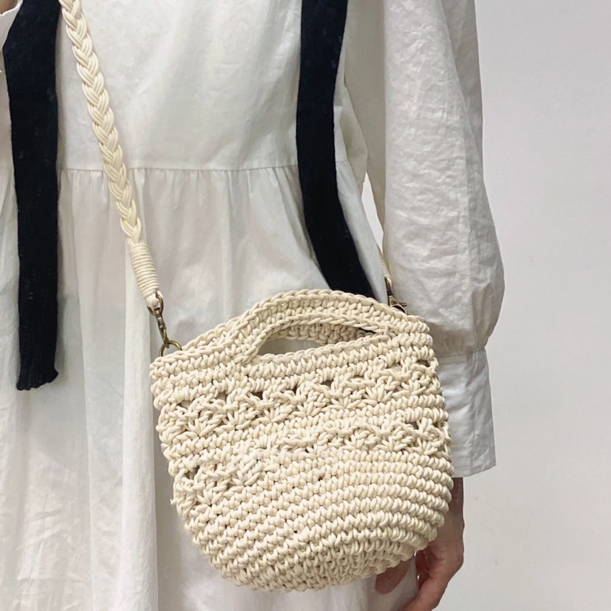 Elena Handbags Retro Crochet Crossbody Bucket Bag