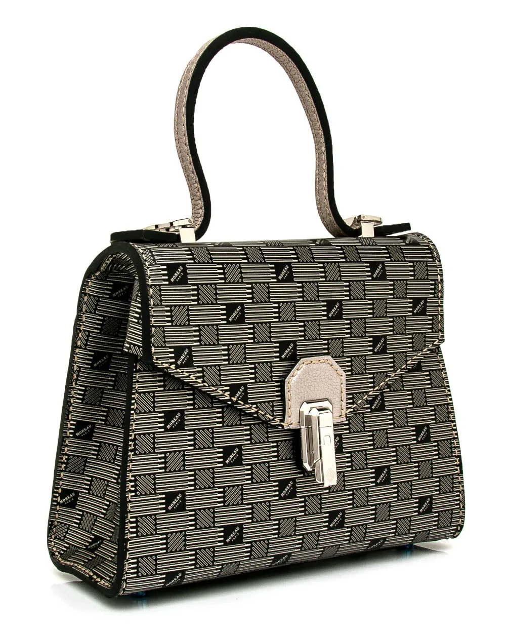 Faubourg 49 Top Handle Bag in Black and Silver