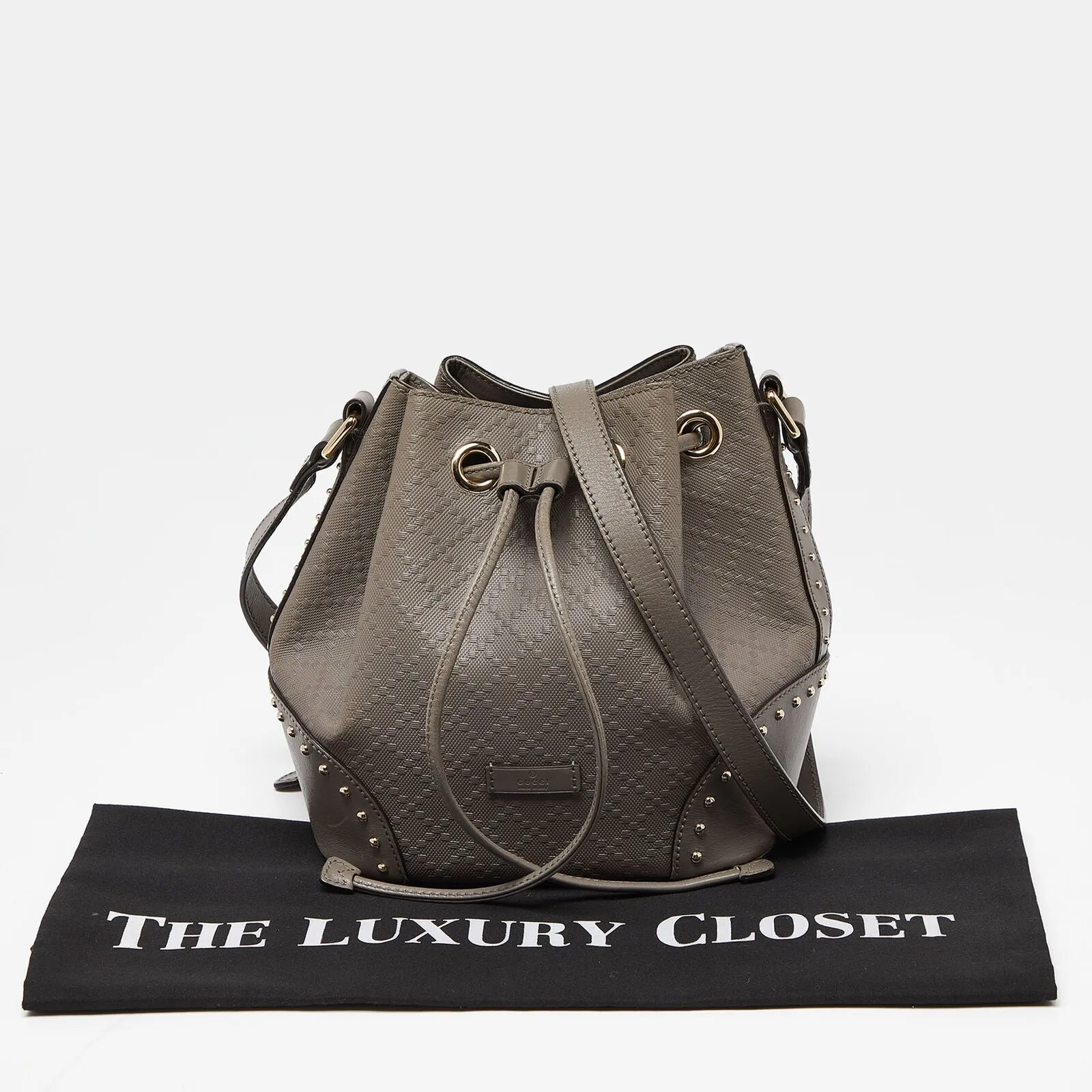 Gucci Grey Diamante Leather Medium