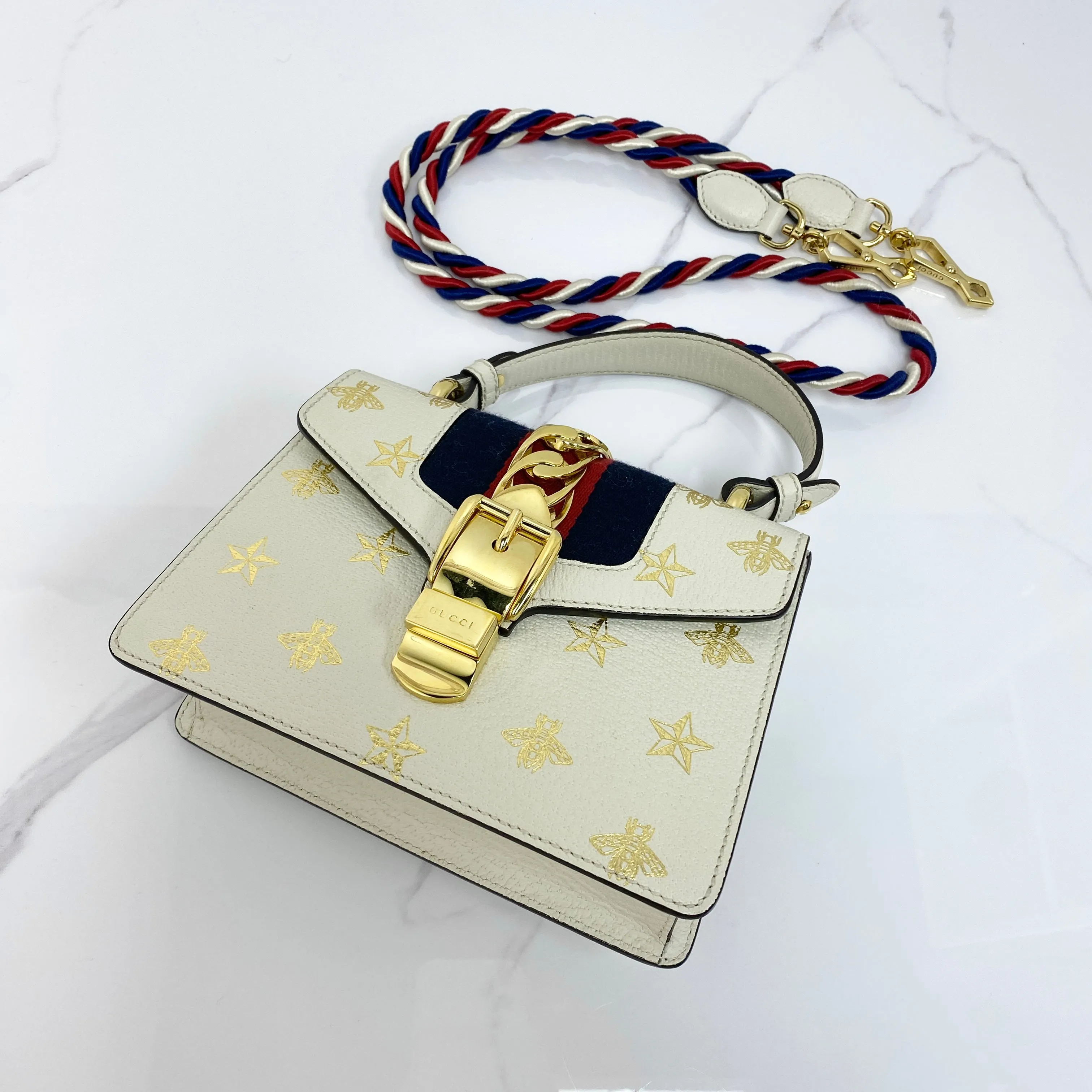 Gucci Mini Sylvie Bee Star Top Handle Bag