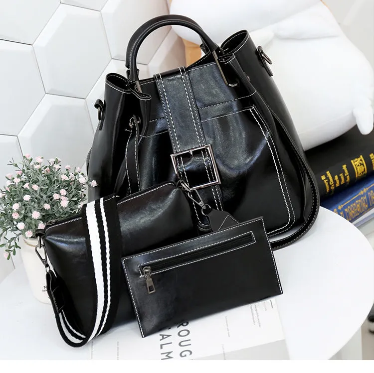 H1232 - Korean Bucket Tassel Handbag Set