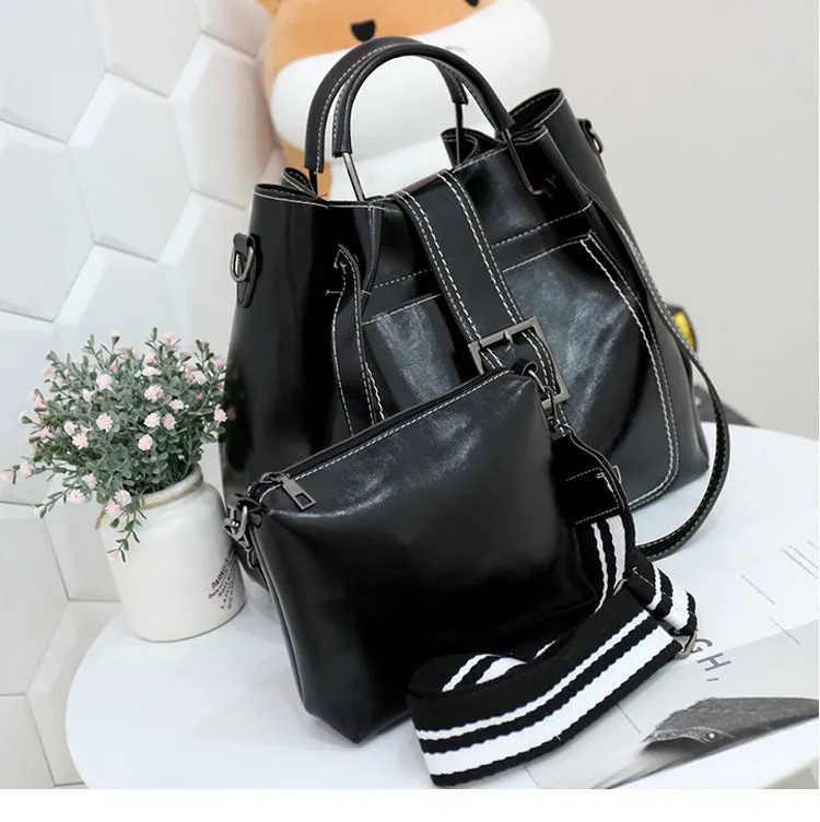 H1232 - Korean Bucket Tassel Handbag Set