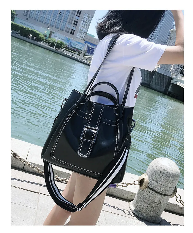 H1232 - Korean Bucket Tassel Handbag Set