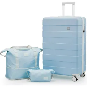 imiomo TR003-20 Carry on Luggage 20 in Carry-on Suitcase with Spinner Wheels Hardside 3PCS Set with TSA Lock-Blue