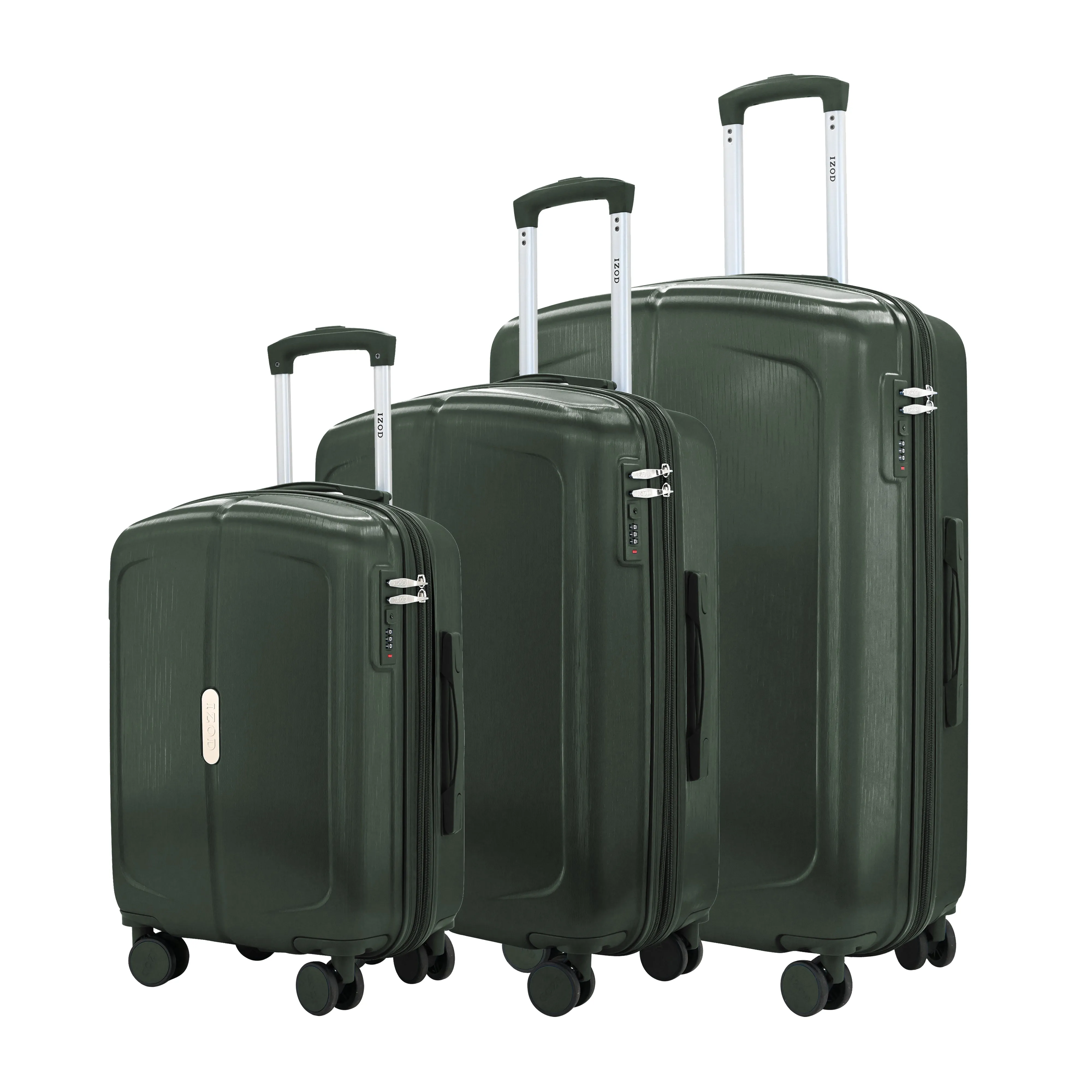 IZOD Mateo Travel 3 Piece Luggage Set - Durable ABS Hard Shell with 360° Wheels and Combo Lock