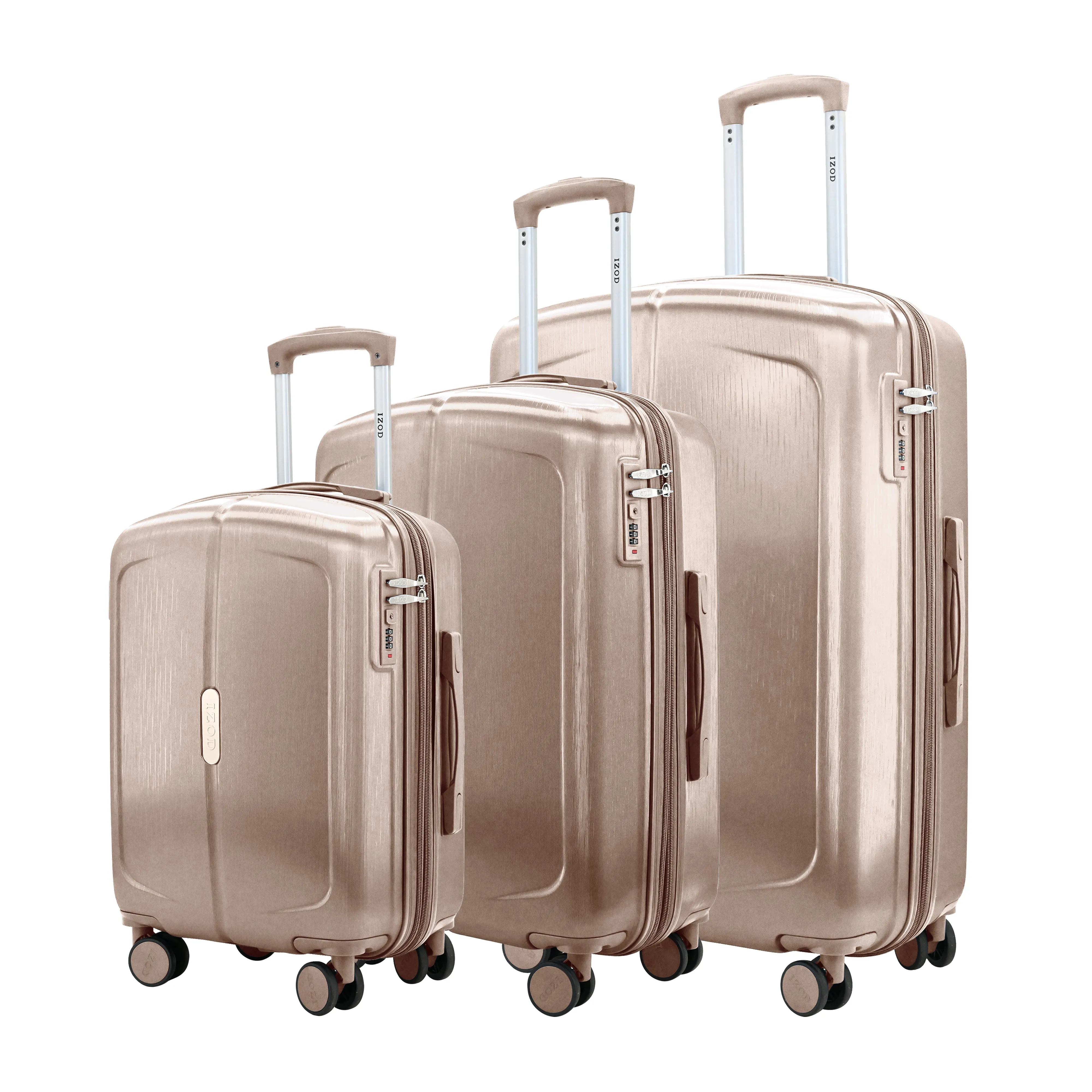 IZOD Mateo Travel 3 Piece Luggage Set - Durable ABS Hard Shell with 360° Wheels and Combo Lock