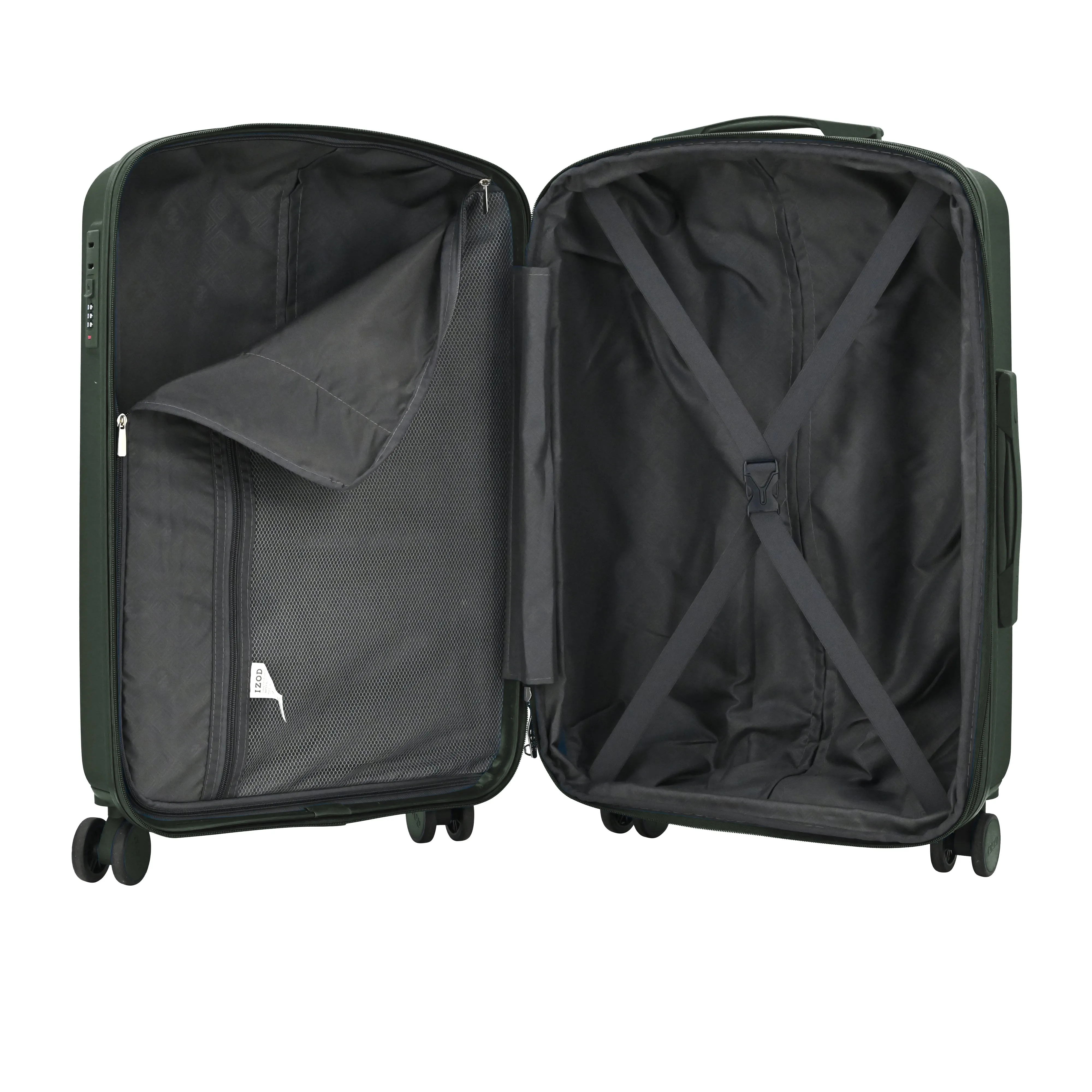 IZOD Mateo Travel 3 Piece Luggage Set - Durable ABS Hard Shell with 360° Wheels and Combo Lock