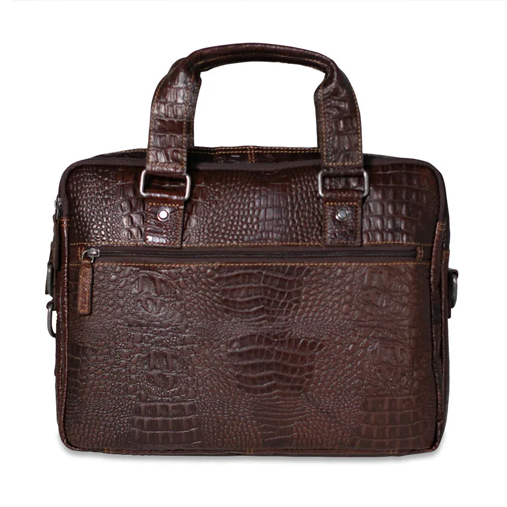 Jack Georges Hornback Croco Professional Zippered Briefcase