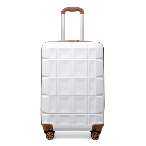 Kono 20 Inch Lightweight Hard Shell ABS Luggage Cabin Suitcase With TSA Lock - White - Durable & Stylish Travel Companion