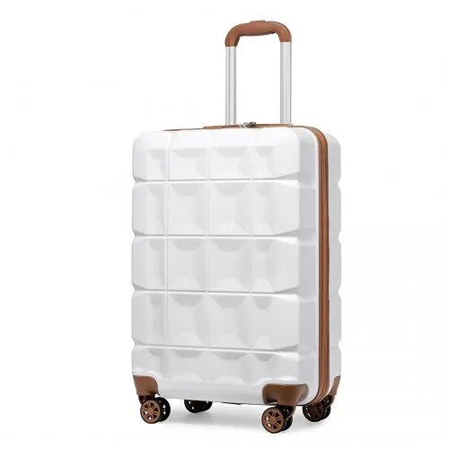 Kono 20 Inch Lightweight Hard Shell ABS Luggage Cabin Suitcase With TSA Lock - White - Durable & Stylish Travel Companion