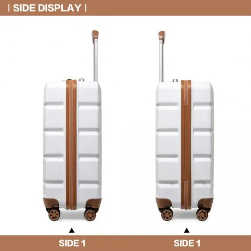 Kono 20 Inch Lightweight Hard Shell ABS Luggage Cabin Suitcase With TSA Lock - White - Durable & Stylish Travel Companion