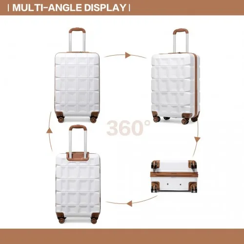 Kono 20 Inch Lightweight Hard Shell ABS Luggage Cabin Suitcase With TSA Lock - White - Durable & Stylish Travel Companion