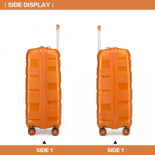 Kono 20" Lightweight Polypropylene Hard Shell Suitcase with TSA Lock - Orange | Durable & Stylish Travel Luggage