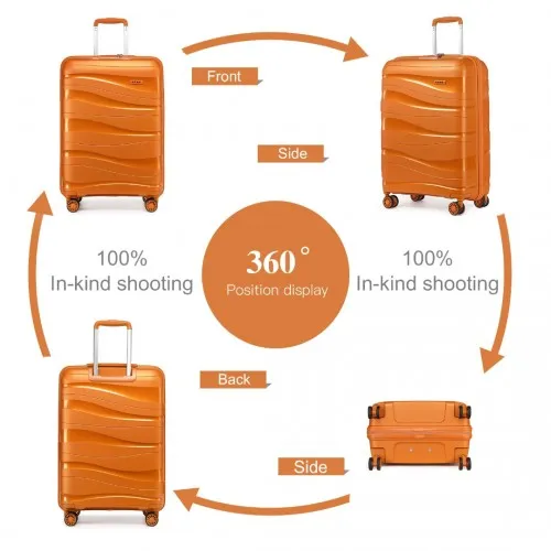 Kono 20" Lightweight Polypropylene Hard Shell Suitcase with TSA Lock - Orange | Durable & Stylish Travel Luggage