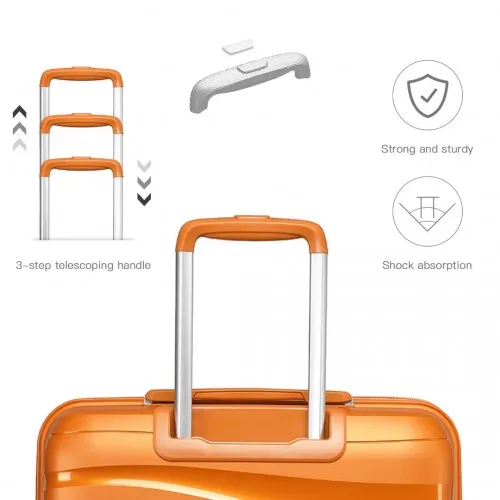 Kono 20" Lightweight Polypropylene Hard Shell Suitcase with TSA Lock - Orange | Durable & Stylish Travel Luggage