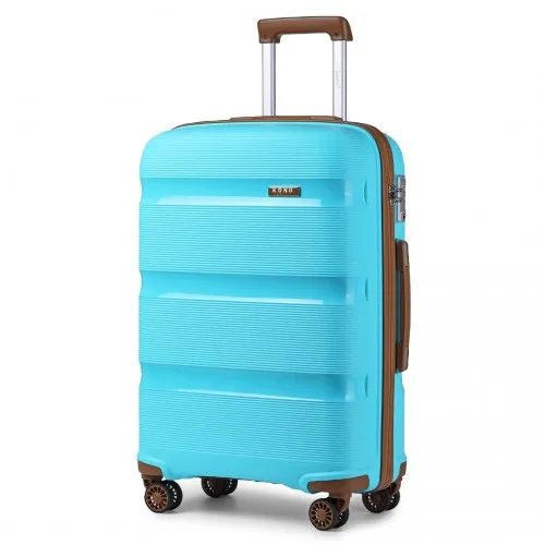 Kono 24-Inch Hard Shell Suitcase - Classic Collection, Blue & Brown - Durable, Spacious Luggage for Travel