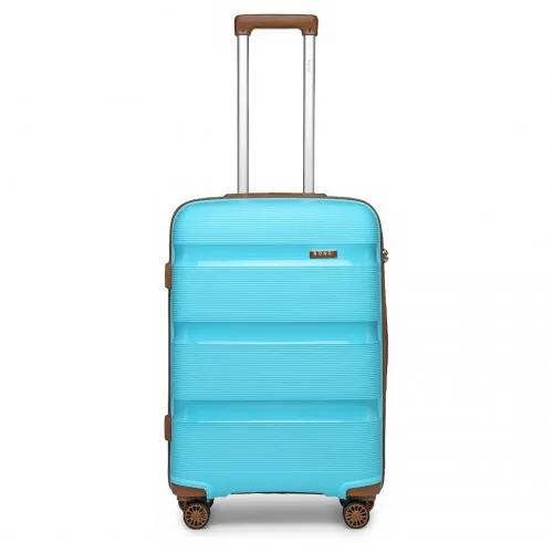 Kono 24-Inch Hard Shell Suitcase - Classic Collection, Blue & Brown - Durable, Spacious Luggage for Travel