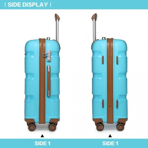 Kono 24-Inch Hard Shell Suitcase - Classic Collection, Blue & Brown - Durable, Spacious Luggage for Travel