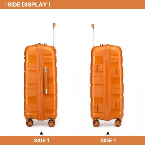 Kono 24 Inch Lightweight Polypropylene Hard Shell Suitcase with TSA Lock - Vibrant Orange, Ideal for Secure Travel