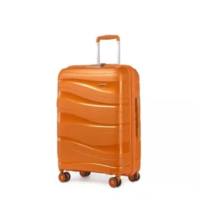 Kono 24 Inch Lightweight Polypropylene Hard Shell Suitcase with TSA Lock - Vibrant Orange, Ideal for Secure Travel