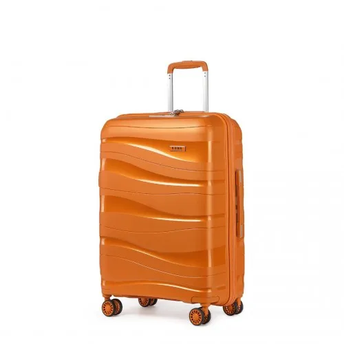 Kono 24 Inch Lightweight Polypropylene Hard Shell Suitcase with TSA Lock - Vibrant Orange, Ideal for Secure Travel