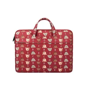 Lovely Baby Bear Pattern Laptop Bag- Red