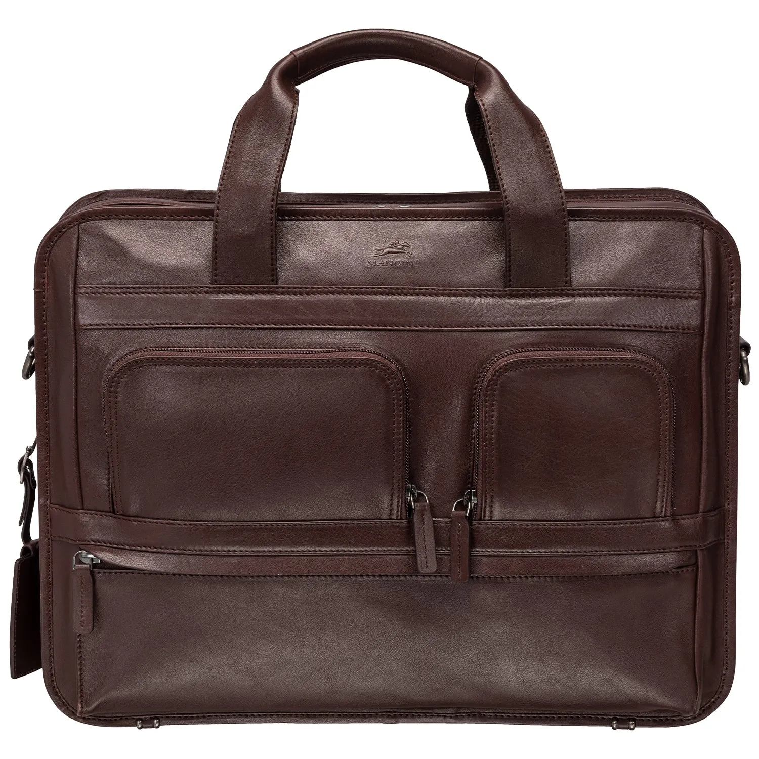 Mancini Milan Double Compartment Top Zipper 15.6” Laptop / Tablet Briefcase