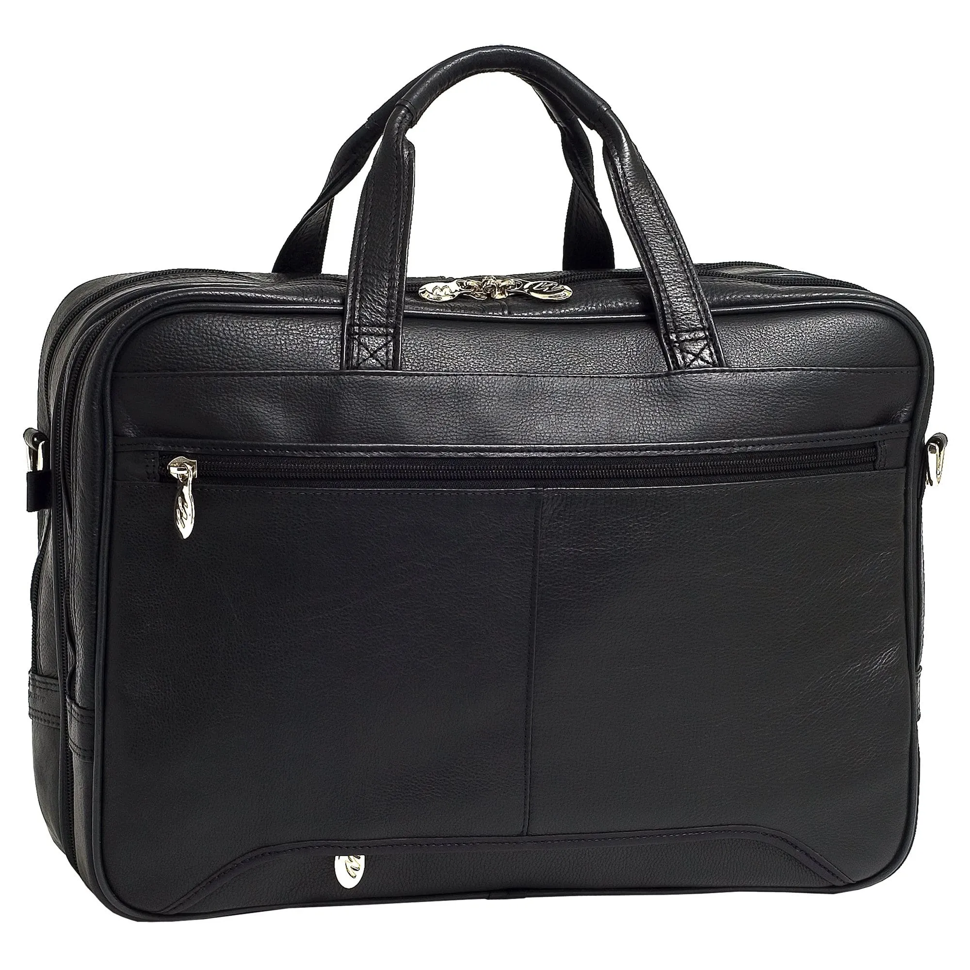 McKlein USA West Loop 15.6" Leather Expandable Double Compartment Briefcase Black