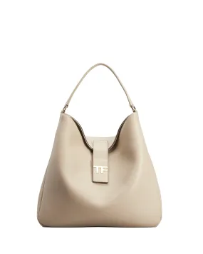 Medium TF Grain Leather Hobo Bag Silk Taupe