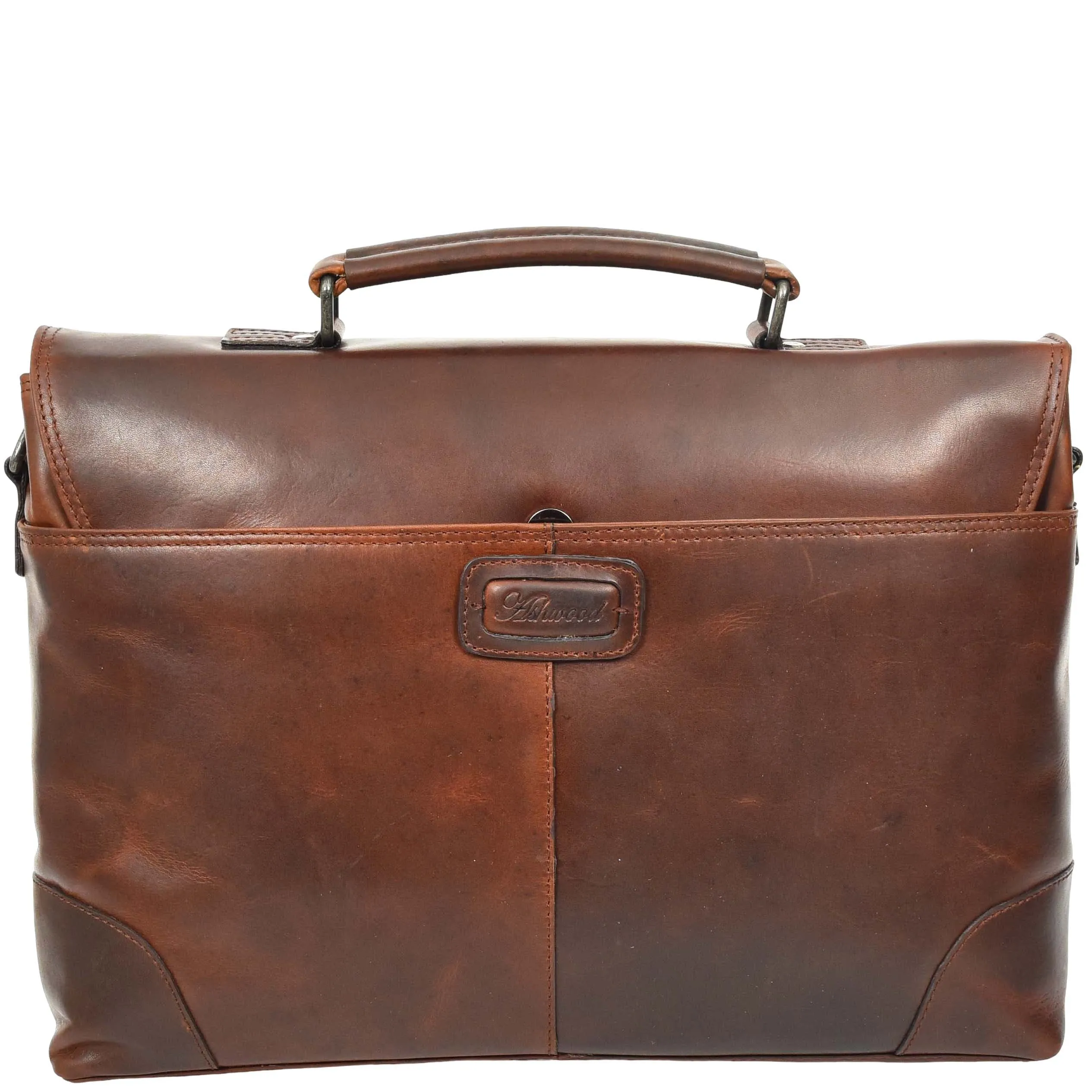 Mens Real Cowhide Leather Briefcase Soft Satchel Office Bag Roy Brown