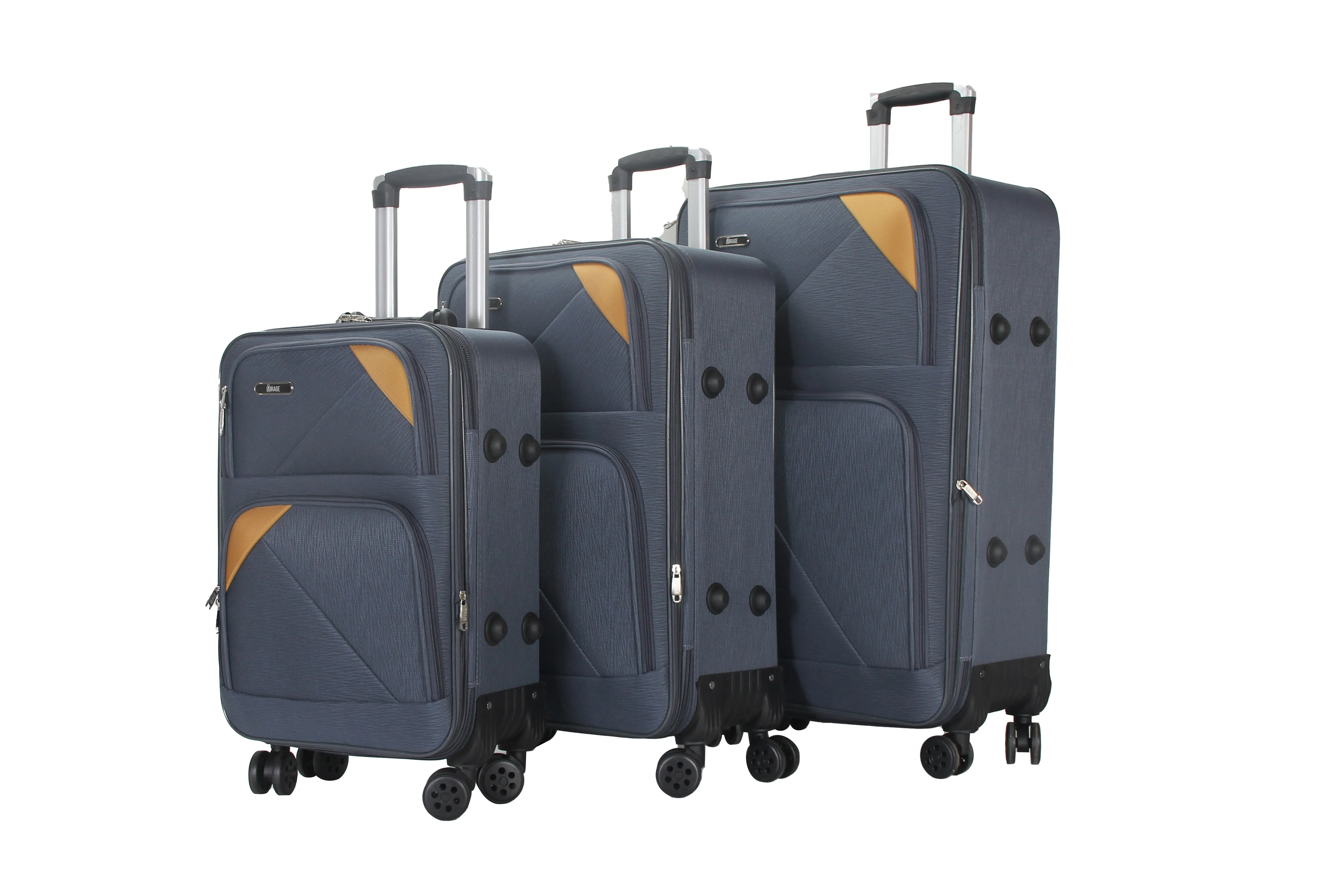 Mia Soft Shell Lightweight Expandable 360 Dual Spinning Wheels Combo Lock 28", 24", 20" 3 Piece Luggage Set