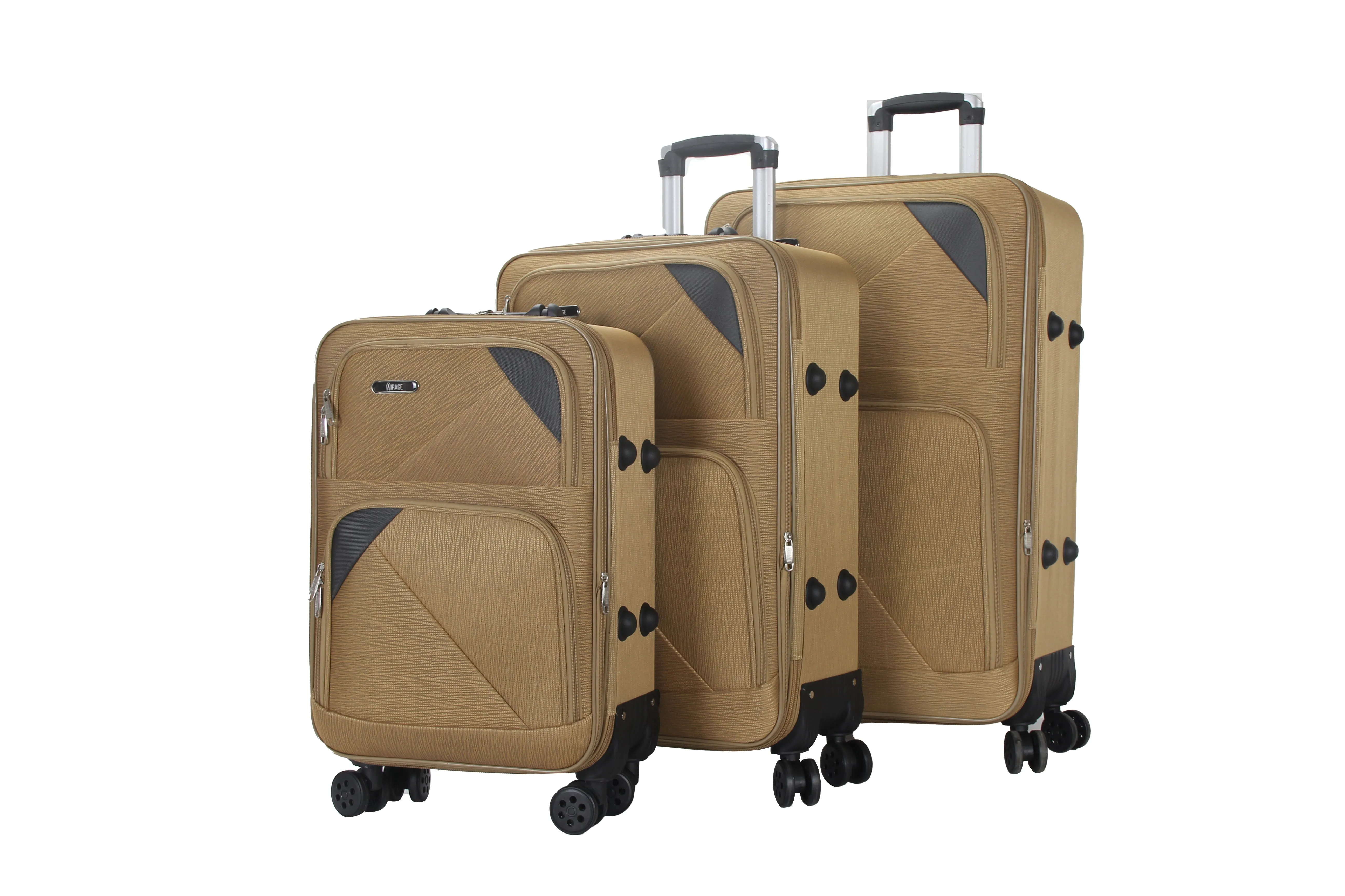 Mia Soft Shell Lightweight Expandable 360 Dual Spinning Wheels Combo Lock 28", 24", 20" 3 Piece Luggage Set